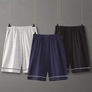 Men's Summer Thin Cotton Pajama Shorts Casual Home Wear Loose Striped Shorts for Young and Middle-Aged Men