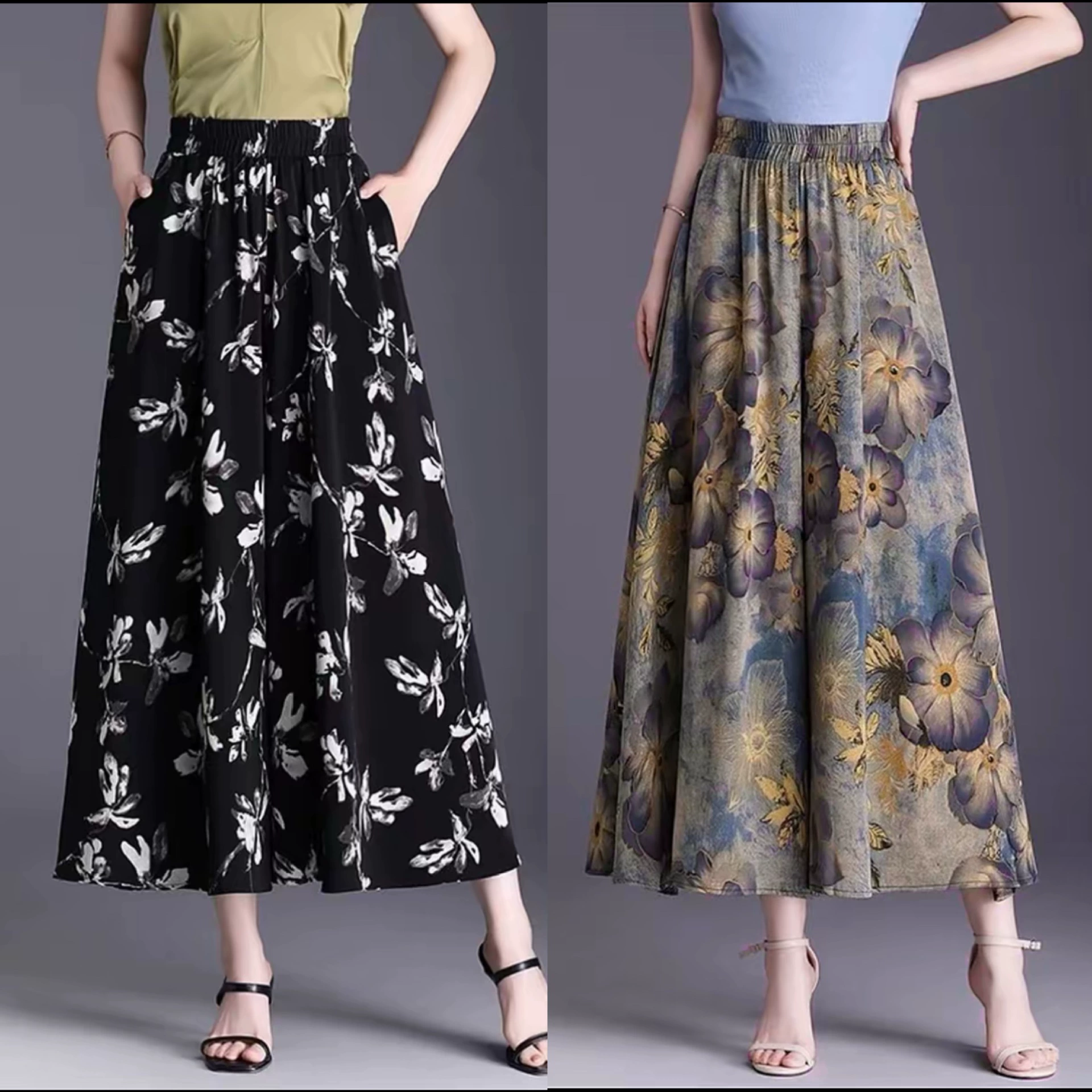 夏季半身冰丝裙裤时尚百搭A型显瘦休闲裤子垂感薄款其它纯色丝光