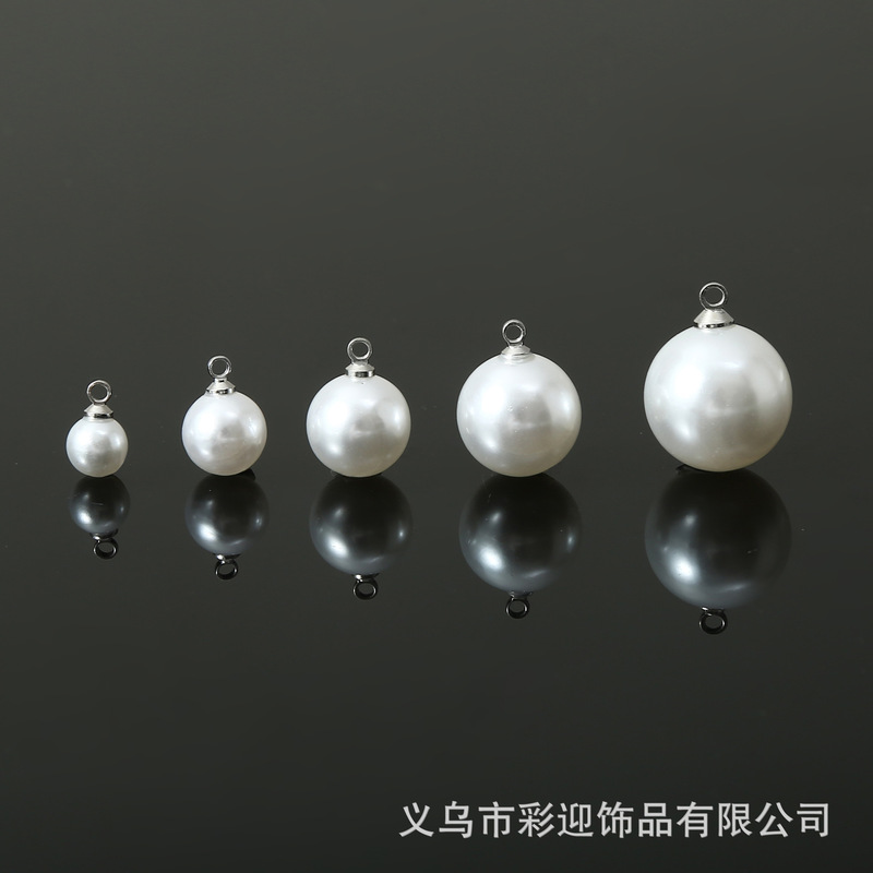 High-Gloss Imitation Pearl Pendant with Non-Detachable Copper Cap, High-Gloss Pearl Earrings, Brooch, DIY Bracelet Accessories