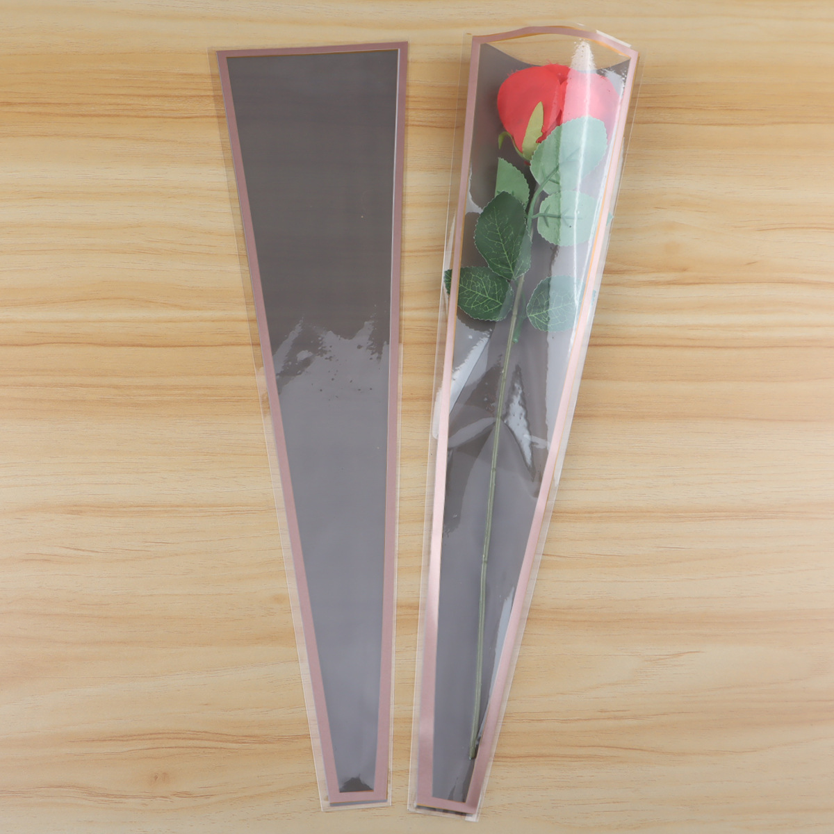 Bolsa de Plástico OPP para Ramo de Flores con Diseño de Corona y Rosa Individual para el Día de San Valentín, Venta al por Mayor