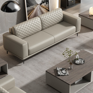 Embroidered Pattern Office Sofa Can Sleep on the Office Sofa Coffee Table Combination Boss Can Guest Three-Seat Sofa