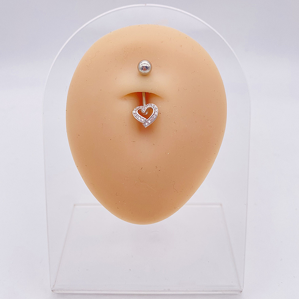 Butterfly And Heart Zircon Belly Button Ring Navel Piercing_voghion.com