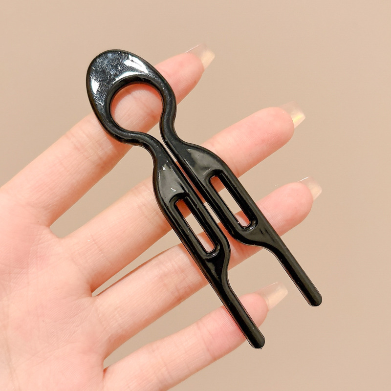 Horquilla en forma de U de cabello perezoso, cabeza de bola femenina, artefacto fijo, temperamento de sentido avanzado, peinado, horquilla para el cabello en la parte posterior de la cabeza, tocado