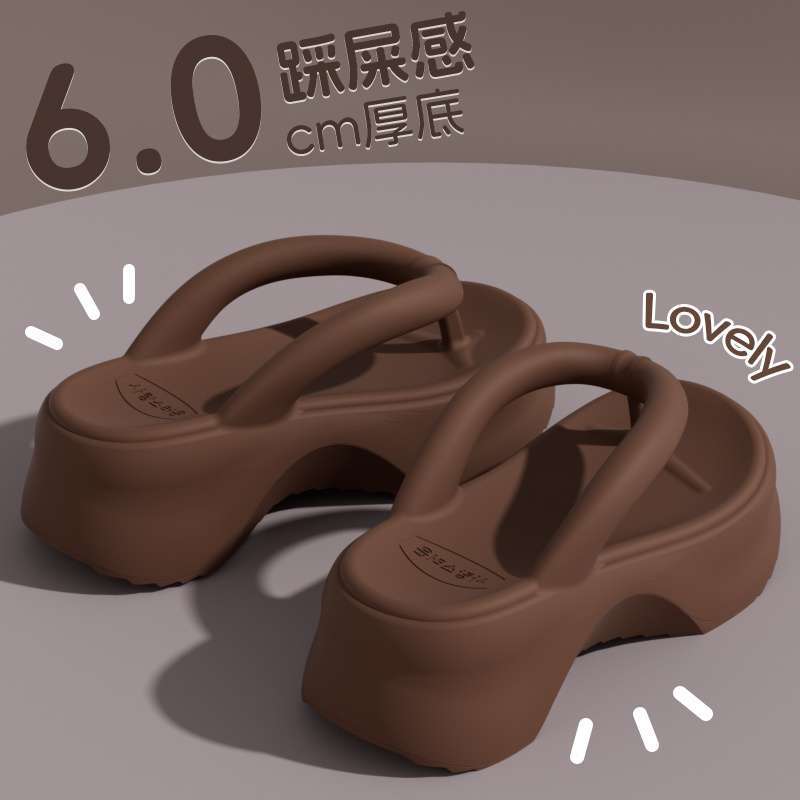夏季新款EVA厚底6CM人字拖鞋女外穿增高软底防滑夹角凉拖鞋ins潮
