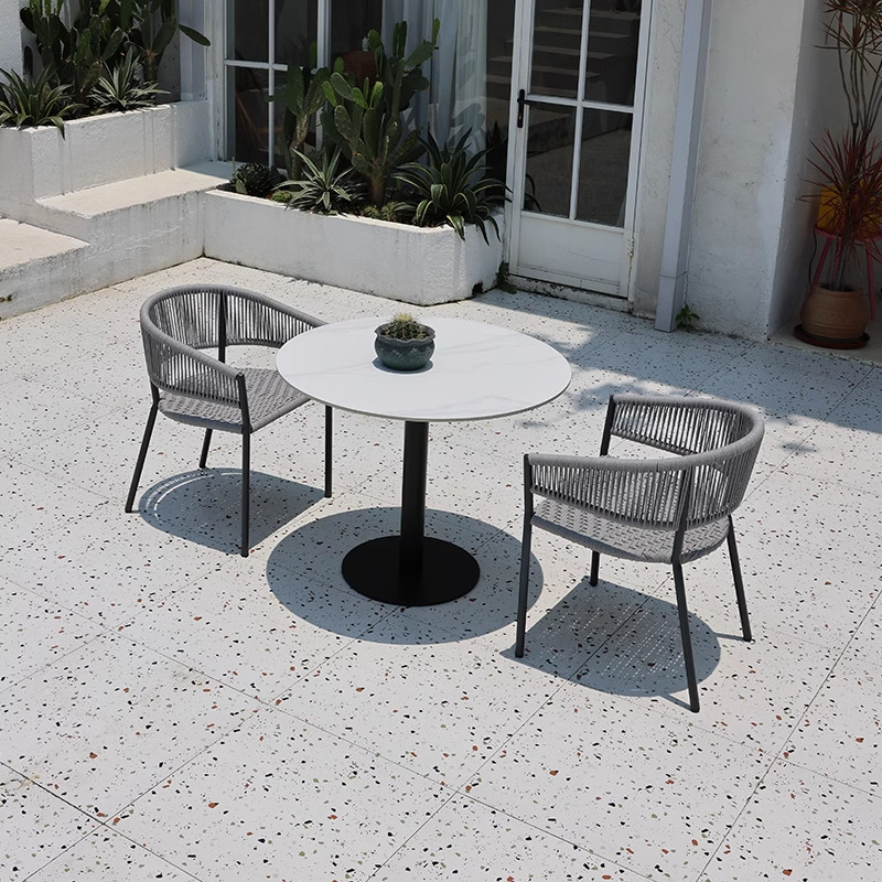 Mesas y sillas al aire libre, tienda de té con leche al aire libre, salón de café, ocio, impermeable, protector solar, jardín, balcón, combinación de ratán