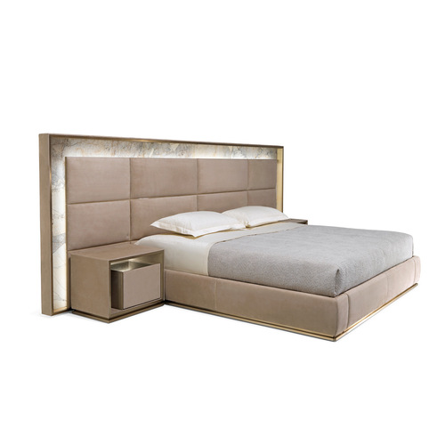 Italian-inspired, Luxurious Yet Affordable Modern Bed | Simple Design | Genuine Leather & Marble Accents | Master Bedroom Double Bed | American-Style Upholstered Bed | Designer Bed