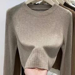 法式高级感针织毛衣小个子短款打底衫2025春季软糯坑条内搭上衣女