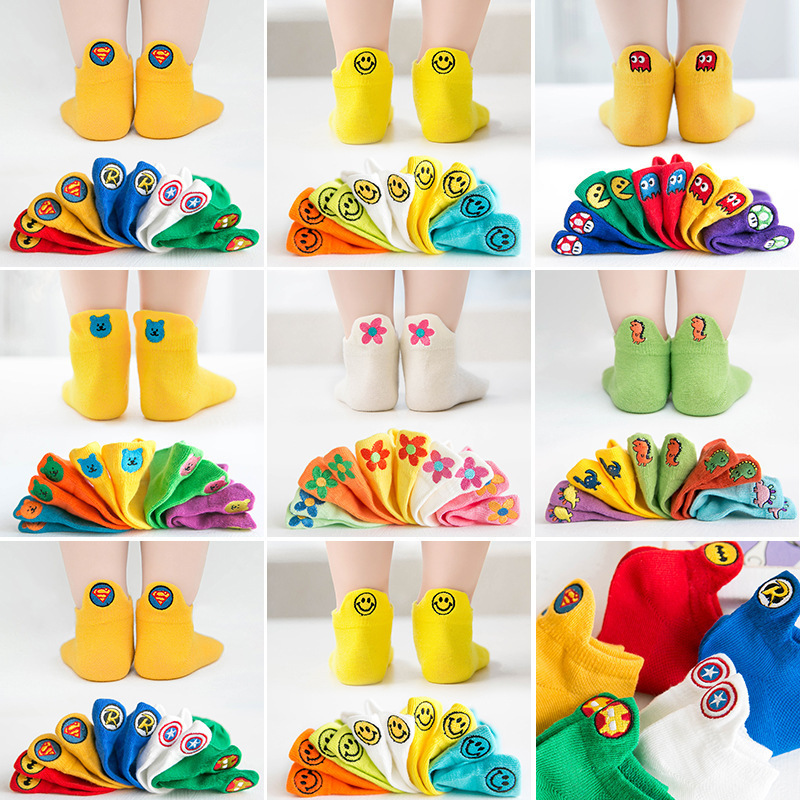 Children's Boat Socks Summer Thin Cartoon Girls Socks Kidsren Mesh Breathable Summer Baby Baby Boy Socks