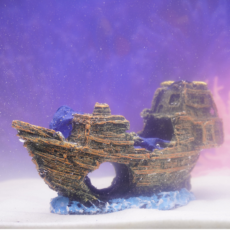 Esquiva el barco de simulación, decoración de paisajismo de acuarios, decoración de paisajismo de peceras viejas, barco pirata, naufragio, naufragio, barco pesquero