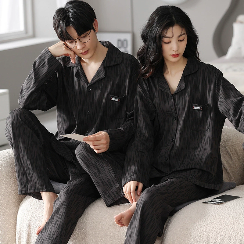 鹿时 Pijama for beloved, men's autumn long-sleeve, high top with cups, set, high-quality style, plus size