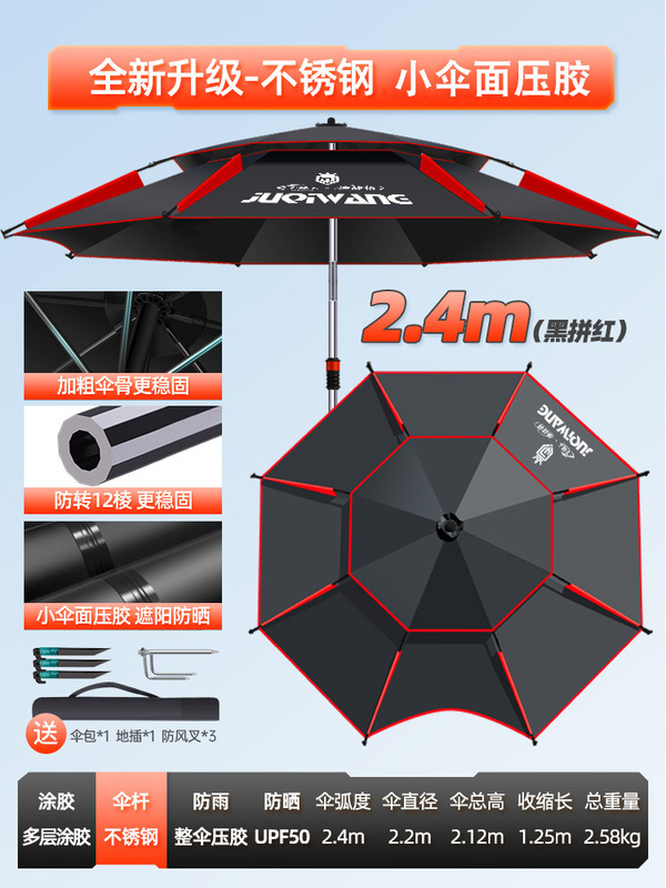 钓鱼伞新款机械臂大钓伞户外露营专用雨伞遮阳伞防暴雨拐杖伞|undefined