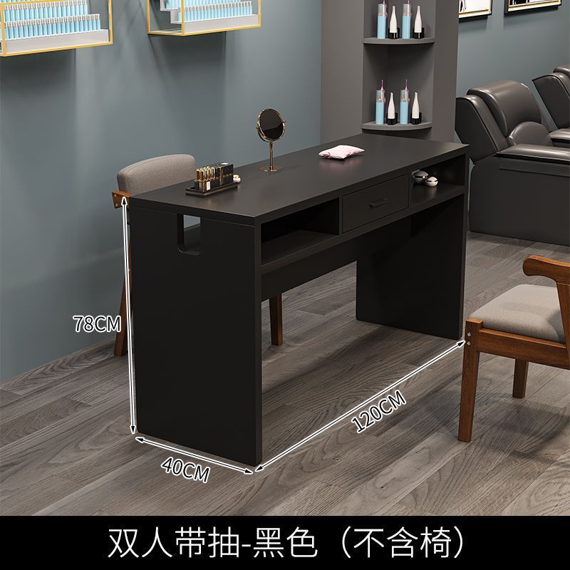 升级夹灯孔复古美甲桌现代简约单双人美甲工作台抽屉收纳双层加厚|undefined