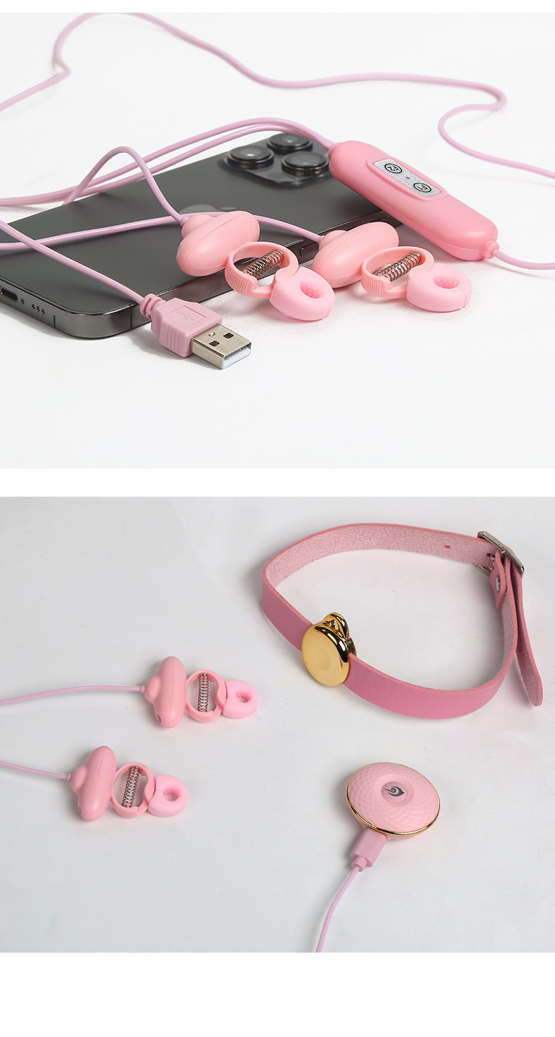 Nipple Clamps with Vibrating Bullet, Silicone USB Rechargeable, Pink — detail image 32