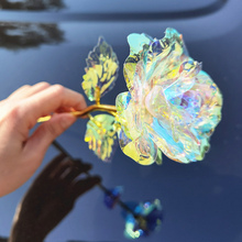 玫瑰花假花玫瑰发光仿真花摆件过年情人节礼物摆设七彩花镭射炫光