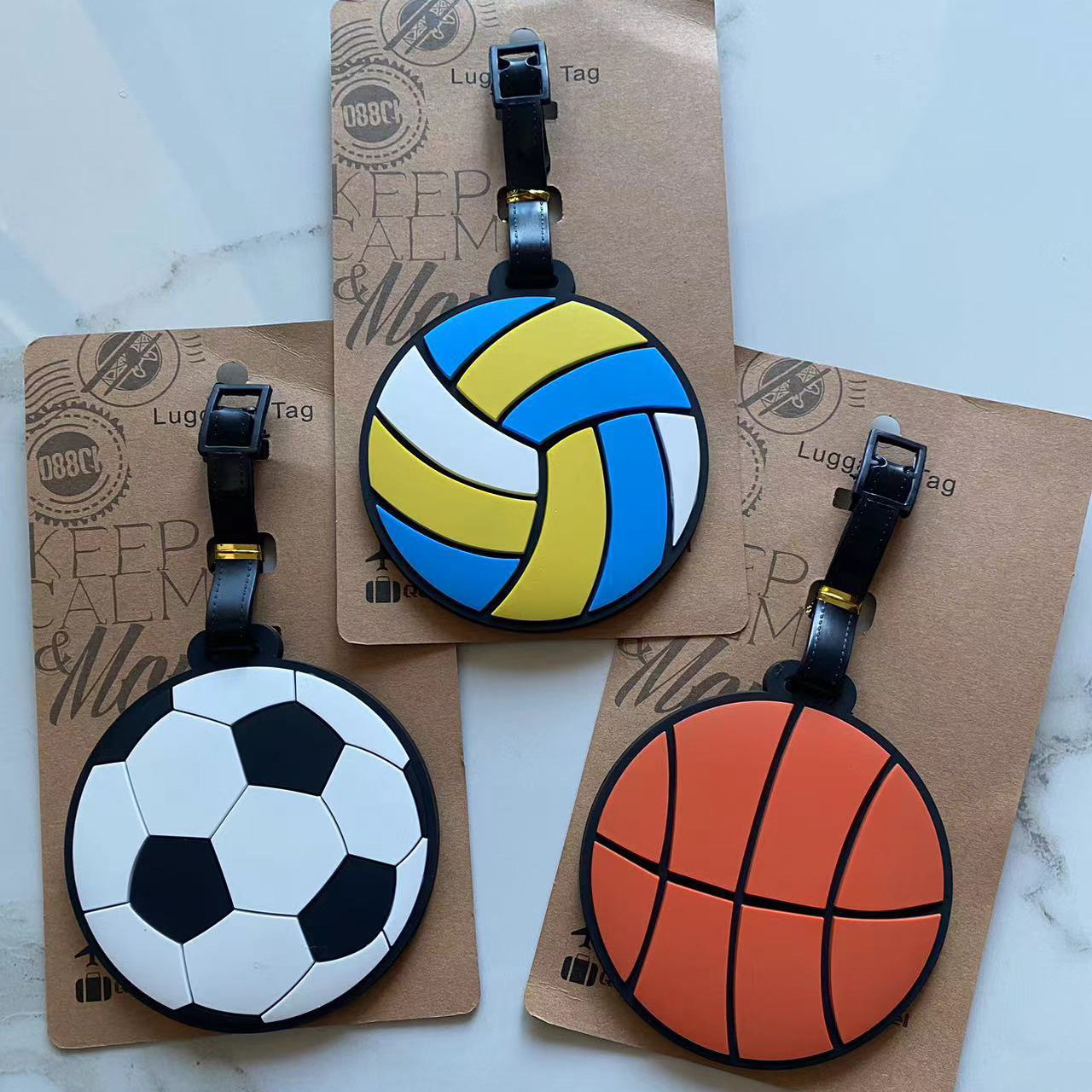 Creative Ball Sports Luggage Tags, Football, Badminton, Volleyball, Luggage, Boarding and Check-In Tags, Name Tags