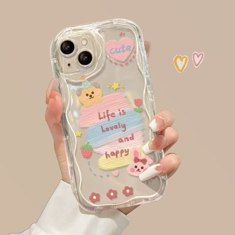 Pigment Bear Adecuado para Apple 16Promax Funda para teléfono móvil Anti-caída iPhone15 Japón y Corea del Sur ins14/13 Europa y América 12