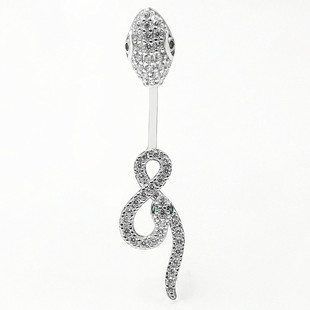 S925 Silver Navel Ring European and American Zodiac Diamond Zircon Snake Navel Nail Piercing Belly Dance Cross-Border Manufacturer Wholesale