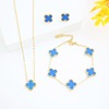 Double-sided set stainless steel, necklace, chain, bracelet, 3 piece set, four-leaf clover, European style