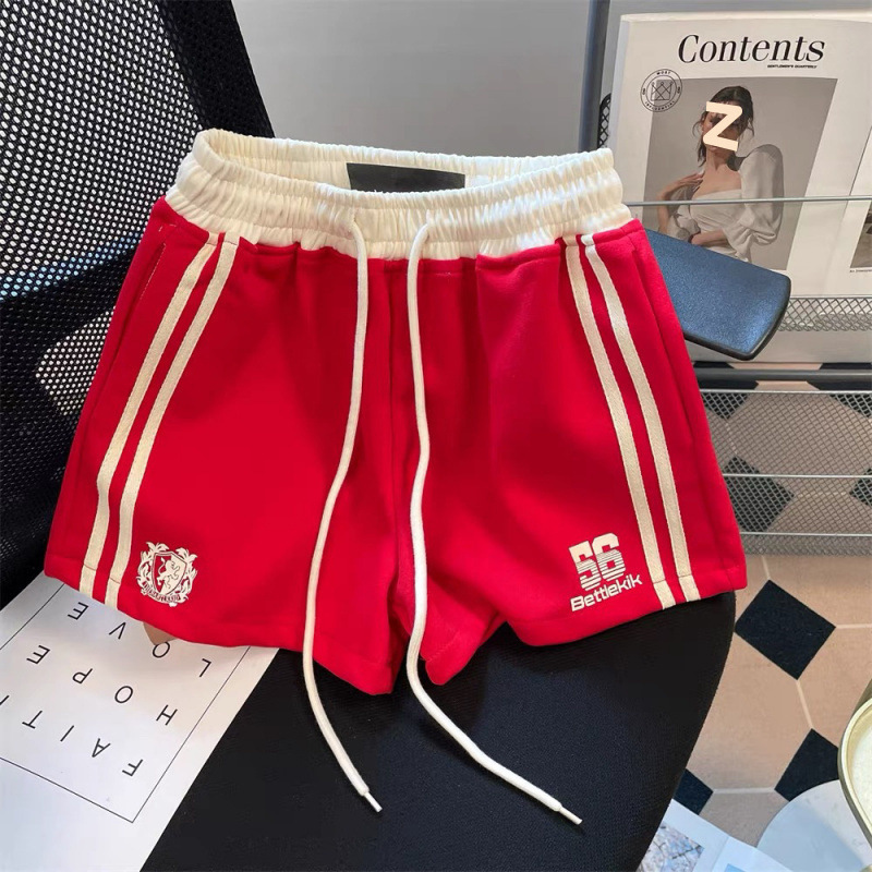 Hot Girl American Style Contrasting Webbing Stitching Stacked High-Waisted Hot Pants for Men and Women Summer New Slim Casual Sports Shorts