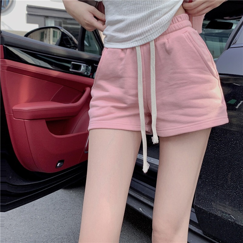 Pink Casual Shorts Women's Summer 2022 New Design Sense High Waist Slim Wide Leg Pants Loose Sports Hot Pants