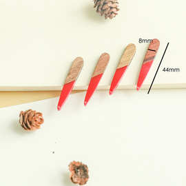 秋季新款树脂木头红色拼接小水滴耳环耳坠饰品配件