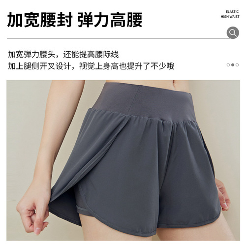 Juyitang summer women's thin anti-exposure side pocket quick-drying loose casual running fitness yoga sports shorts