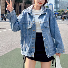 实拍2025春秋新款韩版宽松bf慵懒风高街原宿复古牛仔外套女