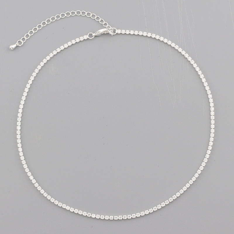 Retro Geometric Copper Gold Plated Inlaid Zircon Necklace 1 Piece