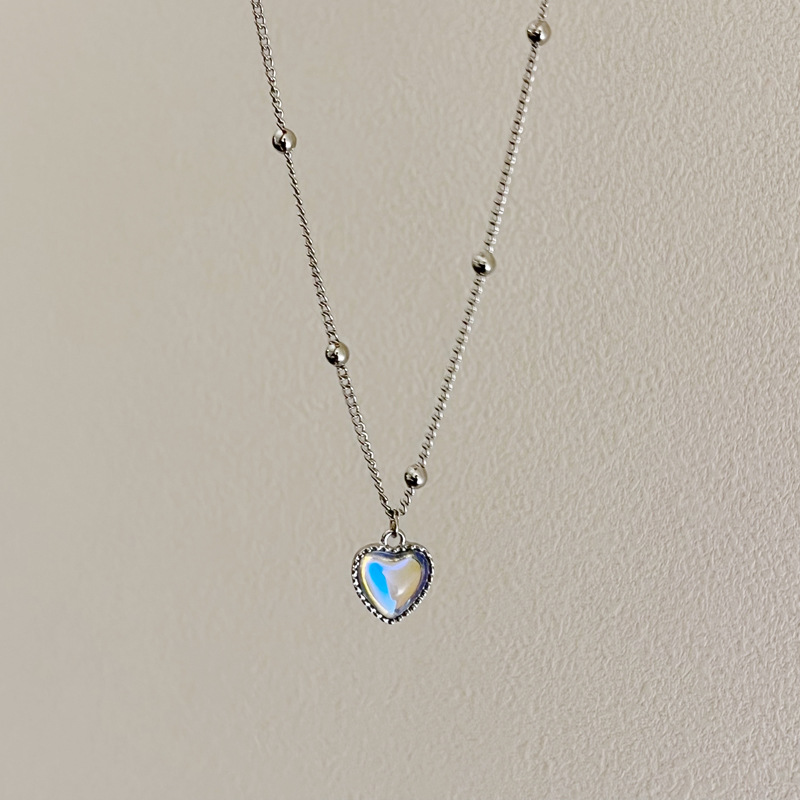 Sweet Heart Shape Alloy Glass Necklace