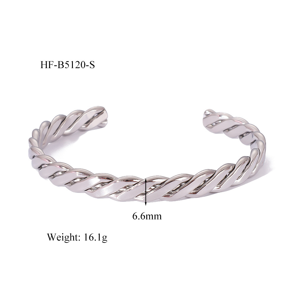 Ins pulsera de apertura de giro tejida en forma de C de galvanoplastia de oro real de acero inoxidable simple de todo fósforo transfronterizo decolora e impermeable