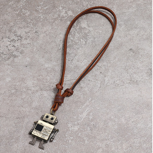 (Cross-border trading), fashionable accessory, movable robot, leather pendant, necklace, European style, simple and elegant design 5