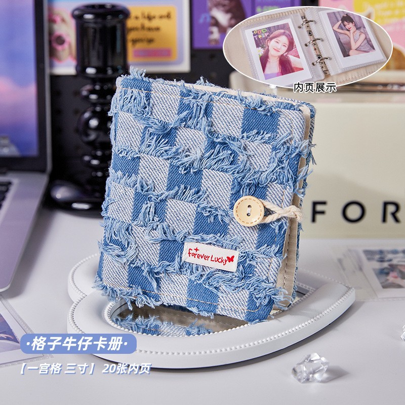 Denim tarjeta libro y2g álbum de hojas sueltas estilo retro aidou estrella persiguiendo pequeña tarjeta de almacenamiento libro estrella compañero de clase A5 cuatro cuadrícula