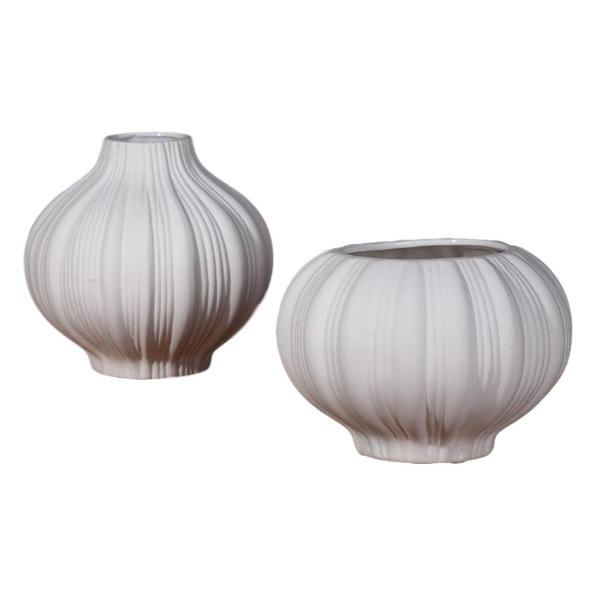 Arreglo de flores jarrón mesa de cerámica simple decoración moderna moda flor blanca redonda sala de estar decoración fábrica al por mayor