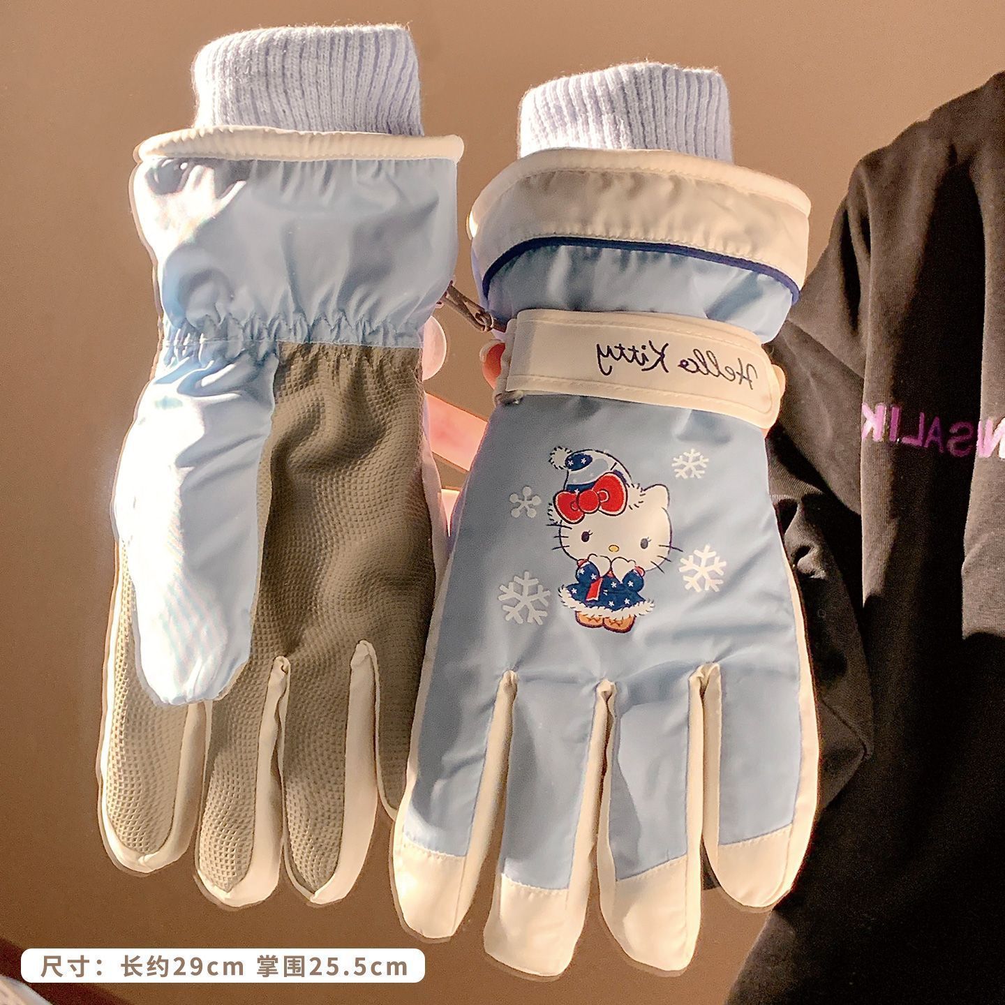 Sanrio auténtico guantes de esquí de montar Hellokitty para mujeres de invierno con pantalla táctil caliente y lindo a prueba de viento para montar en bicicleta