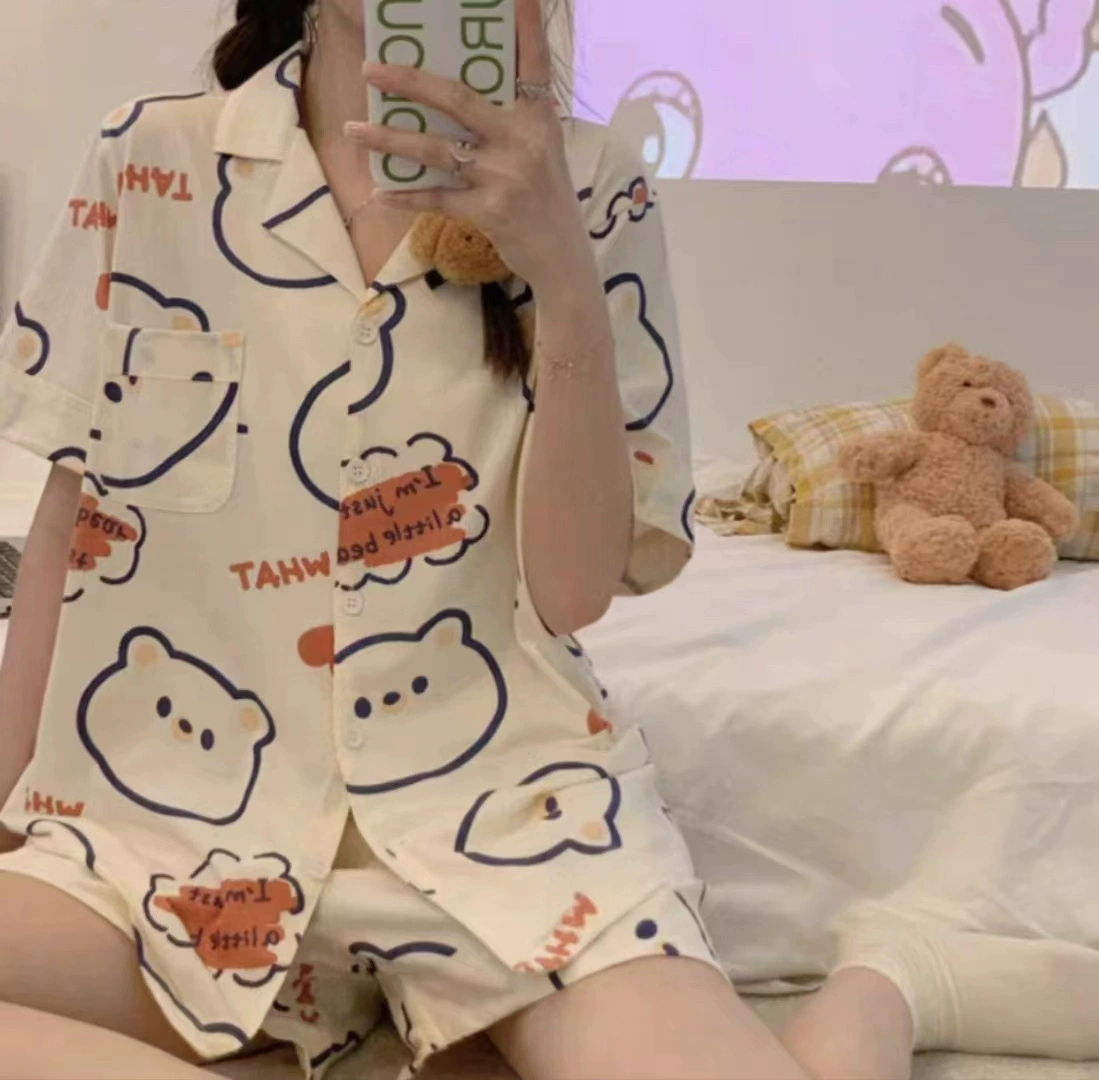 Pijama, cute set for students, thin summer cardigan, oversize