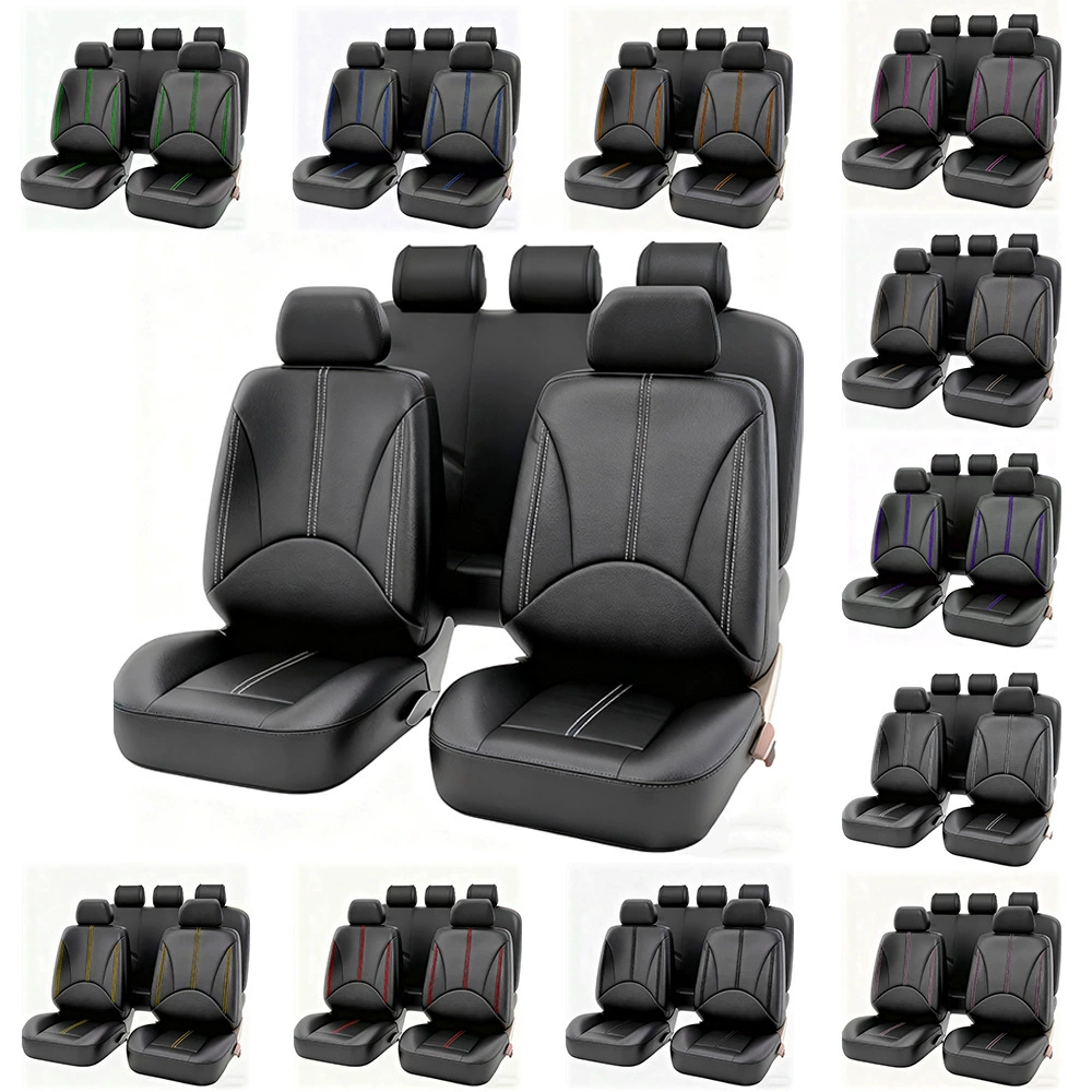 Чехлы для автомобильных сидений из искусственной кожи (ПУ) для международной торговли, универсальные, для 5-местных автомобилей, для рынков Мексики, Европы и Америки, в стиле Temu, из комбинированной кожи.