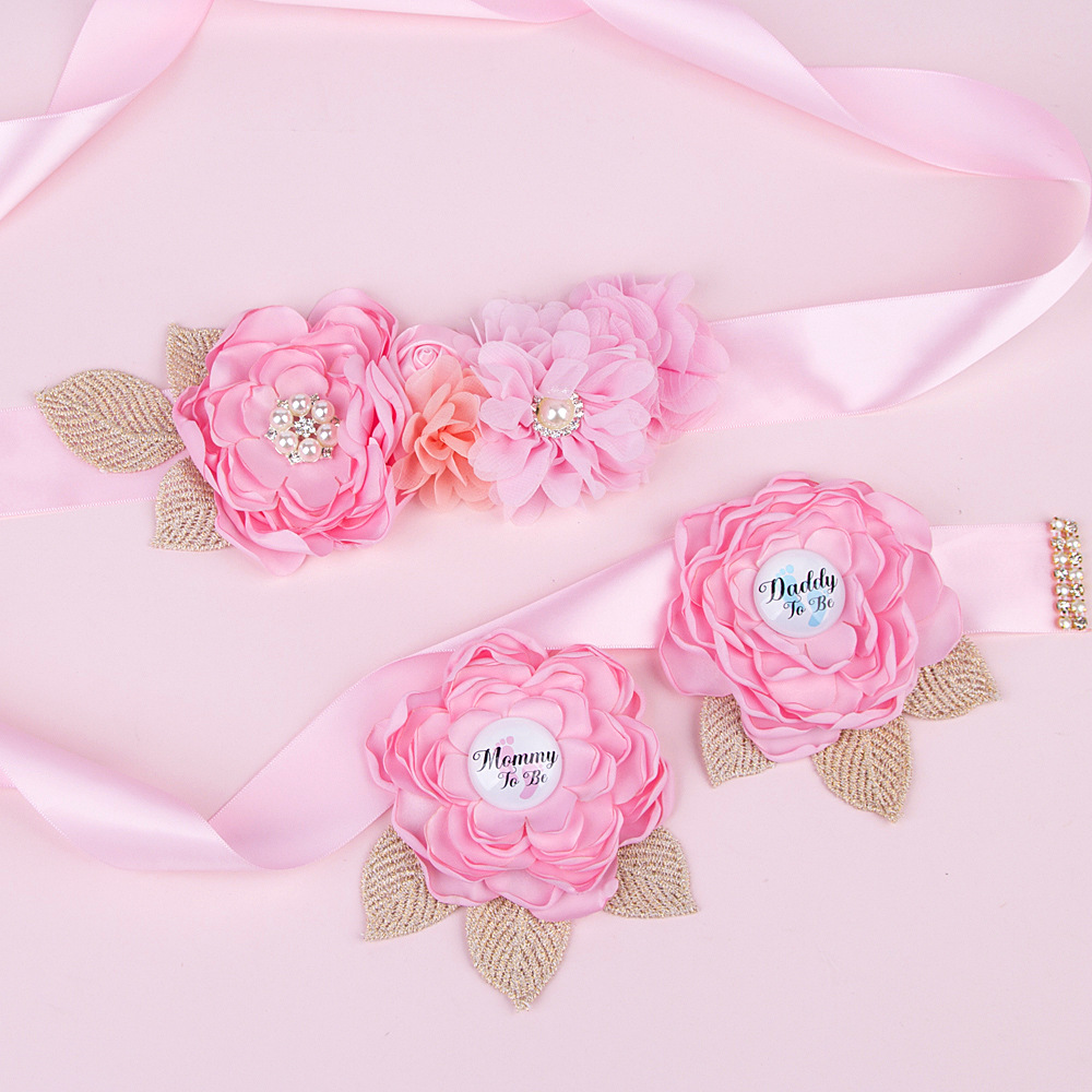 European and American Cross-Border Maternity Belts to Welcome Newborn Parties, Expectant Mothers, Photo Props, Expectant Dad Badge Set 5 Colors