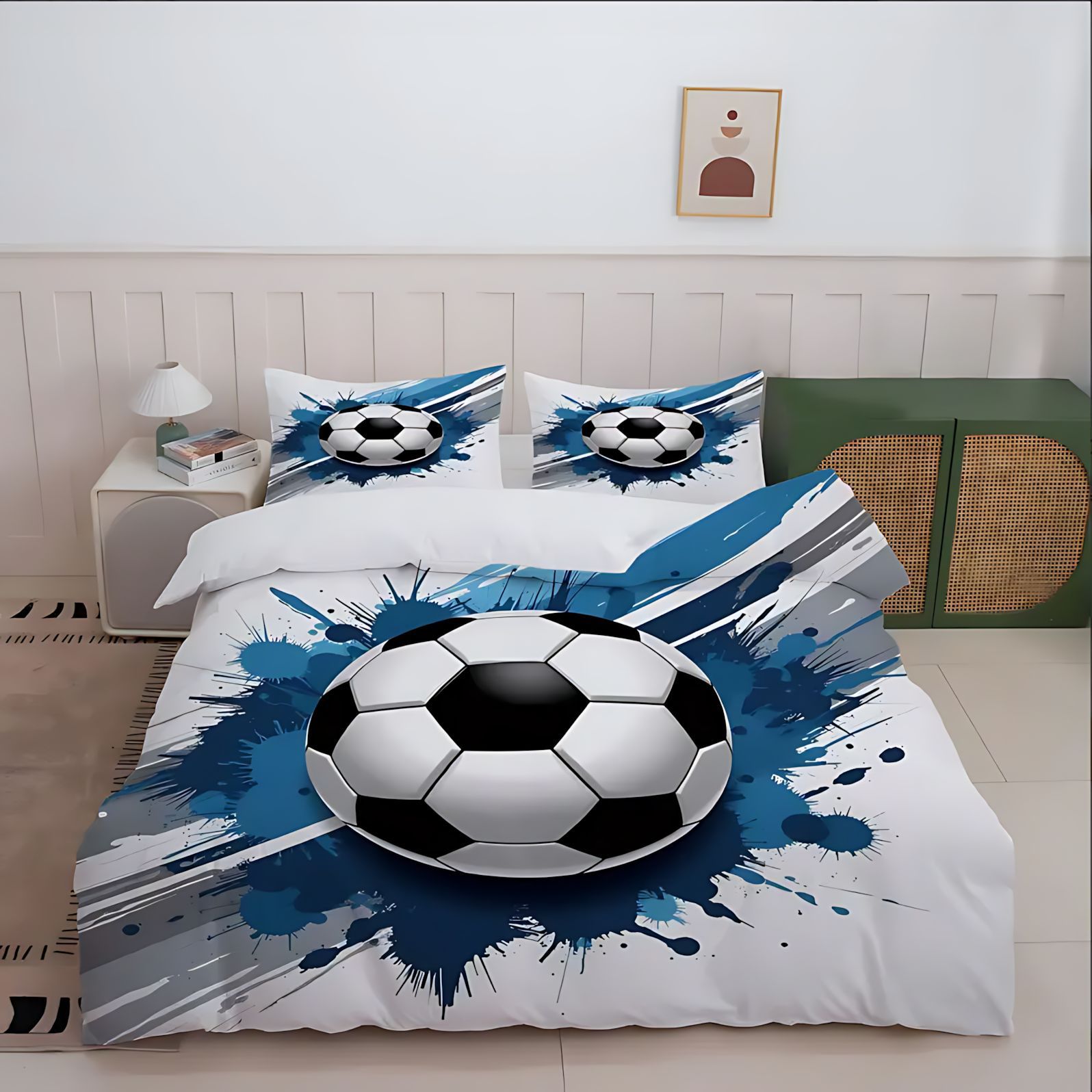 TEMU / JIT Sports League Patterns Football HD Digital Print Soft Comfortable Cover Kit de ropa de cama