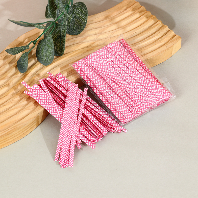 Color Polka Dot tie alambre hornear lazo de sellado 6 regalo de color recubierto de plástico tira de lazo cuerda de lazo de pan 10cm Alambre de hierro