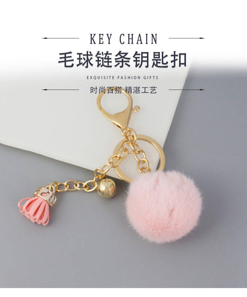 Creative Keychain Cute Tassel Fruit Color Hair Ball Car Key Chain display picture 1