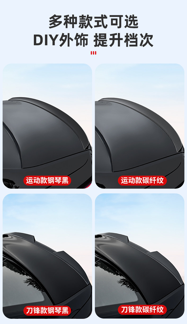 Suitable for Audi A6La7L Rear Wing Modification, Original Style A4La5 No-Drill Spoiler, Black Warrior Decorative Accessories