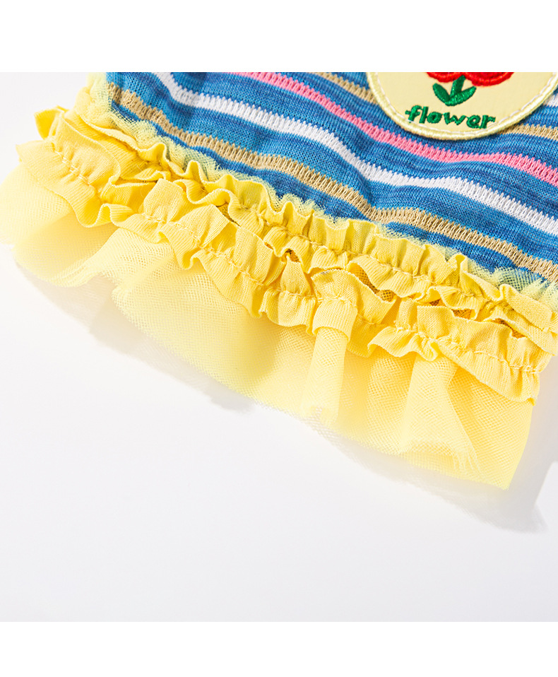 Gestreiftes Hasen-blumen-trägerkleid Für Hunde Sommerweste_voghion.com