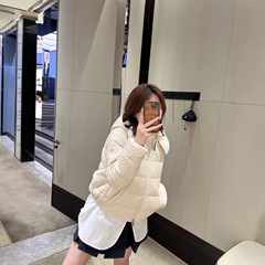 蒙家25ss M家新款Gisors系列几何绗缝连帽短款羽绒服女款夹克外套