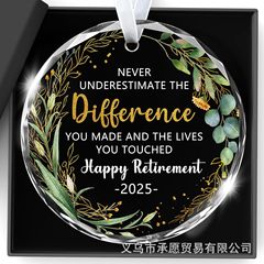 跨境水晶装饰品 快乐退休感谢礼 送同事老板老师朋友 挂件纪念品