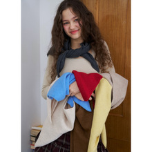 秋冬季韩国文艺风纯色三角巾披肩订纺纱线柔软含羊毛保暖外搭围巾