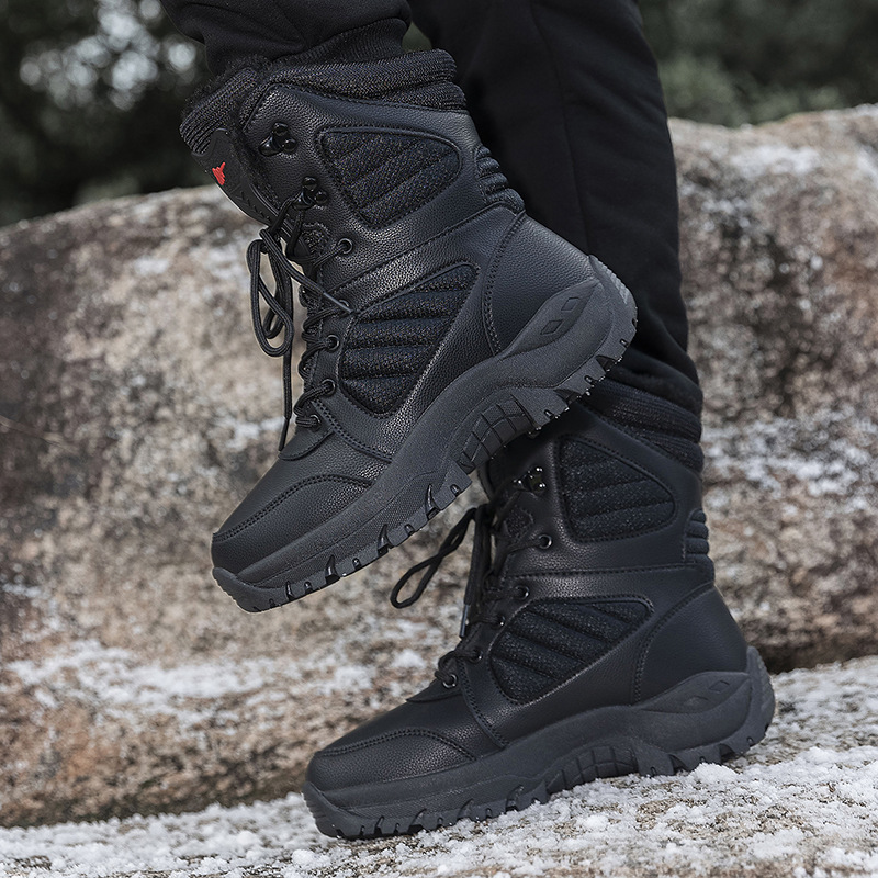 Botas de nieve transfronterizas para hombres y mujeres en invierno con terciopelo grueso calentamiento zapatos de algodón del noreste entrenamiento en el desierto botas de combate de alto nivel