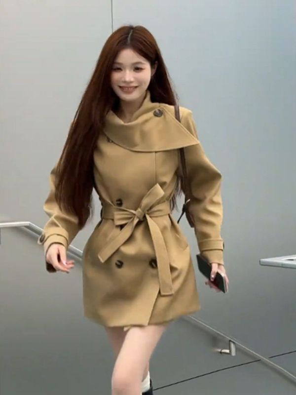 时尚英伦风双排扣风衣女2025年秋季新品高级感韩版通勤百搭外套|undefined
