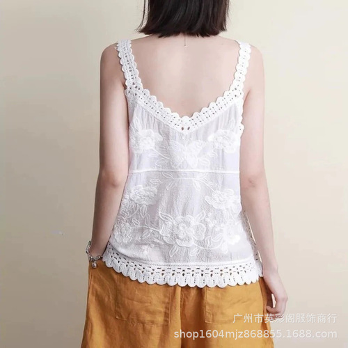New Lace Shirt Vest Women's Hollow-Out Blouse Cleverly Designed Top for Women Spring Unique and Trendy Camisole for Women