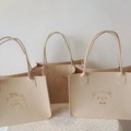 可爱多用途毛毡小熊毛毡包简约纯色购物大容量便携包包手提包