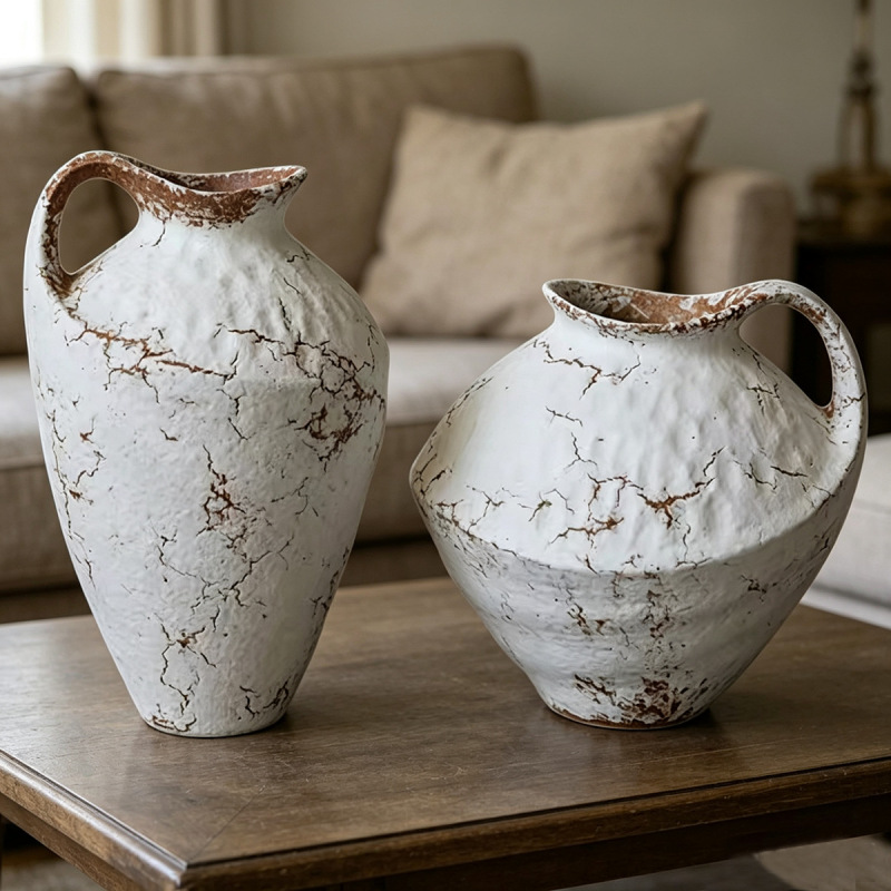 Medieval-Style Ceramic Vases, Coarse Pottery Flower Vessels, Retro Nostalgic Handmade Homestay Hotel Wabi-Sabi Style Ornaments, Pottery Medieval-Style Ceramic Vases, Coarse Pottery Flower Vessels, Retro Nostalgic Handmade Homestay Hotel Wabi-Sabi Style Ornaments, Pottery